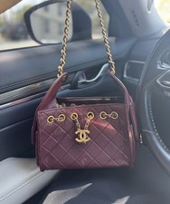 Chanel 25 Mini Burgundy Caviar Quilted Drawst...