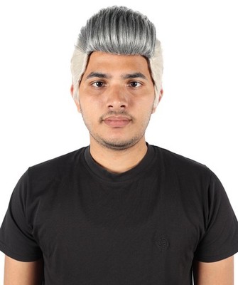 Erwachsene Herren Pompadour-Stil Dunkelgrau Perücke, Klassisch Retro Kurzhaar für Rollenspiel
