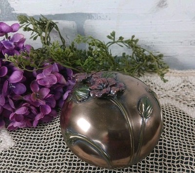 Summit Collection Flower Trinket Keepsake Box Jewelry w Lid bronze color