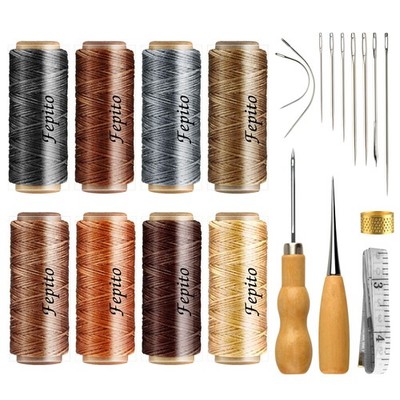 Leather Sewing Kit: 21pcs Waxed Thread 8 Colors 264 Yards with Tools for DIY ...