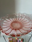 Vintage Pink Depression Glass Serving Ribbed Lace Bowl 12"