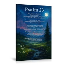 Psalm 23 Wall Art Canvas Poster Inspiring Bible Verse Scenic Nighttime Decor