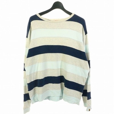 A Bathing Ape BAPE Long Sleeve Tshirt Blue Gray Initial Border L Cut & Sewn