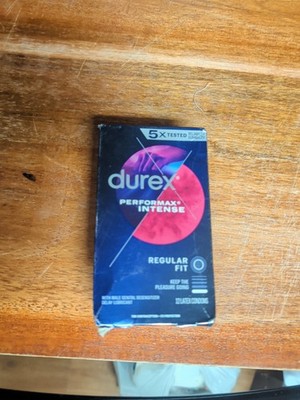 Durex Performax Intense Condoms with Delay Lubricant, Ribbed & Dotted EXP 8/25