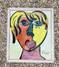 Peter Robert Keil Painting Abstract 24+20 On  Canvas Vintage Frame