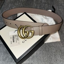 Gucci Pink Marmont Belt With Gold GG Buckle Size 4-6