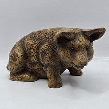 VTG Pig - Resin Ceramic / Wood Look - Farmhouse Rustic Country Cottage Art Deco