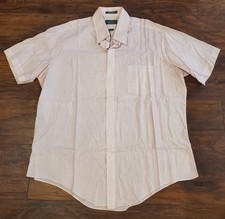 Vtg Sears Shirt The Mens Store Size 17 Red White Striped Short Sleeve Button Up