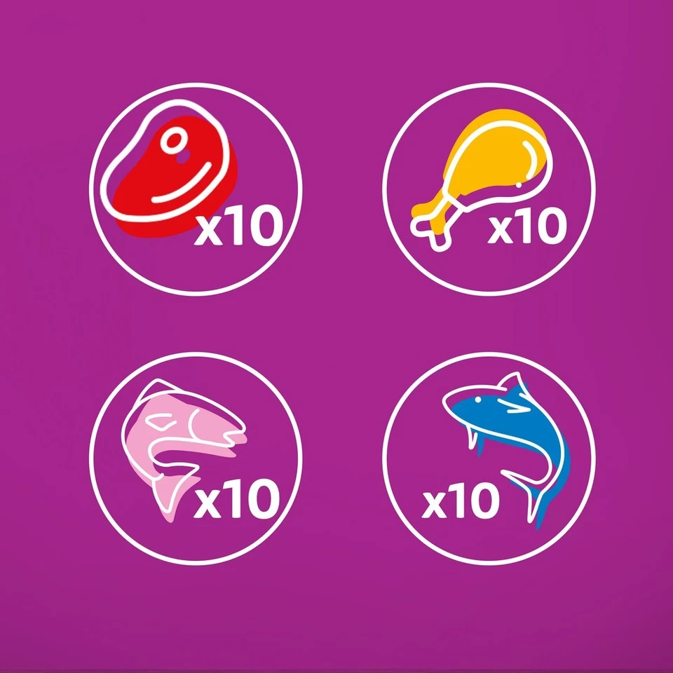 Whiskas Adult 40x85g Mix Geschmäcker Feuchtfutter Für Katzen 4 Geschmäcker Gelee - Bild 3 von 4