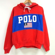 Polo Ralph Lauren Big Logo Hoodie Women M Red Blue Japan