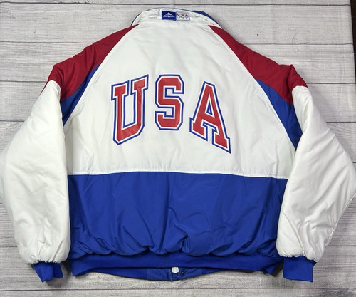 Vintage 1992 USA Olympics Jacket Mens XXL Color Block Swingster USA Puffer