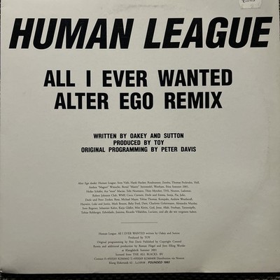 Human League - All I Ever Wanted (Alter Ego Remix) Vinyl, Zustand Sehr Gut
