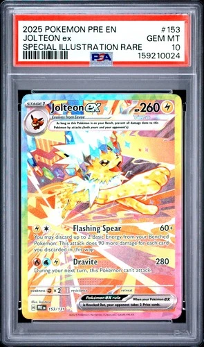 2025 POKEMON PRE EN-PRISMATIC EVOLUTIONS #153 JOLTEON EX PSA 10
