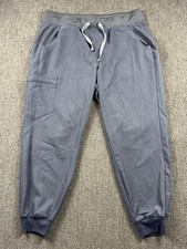 Figs Womens L Zamora Jogger Scrub Pant Zip Cargo Pocket Grey Stretch