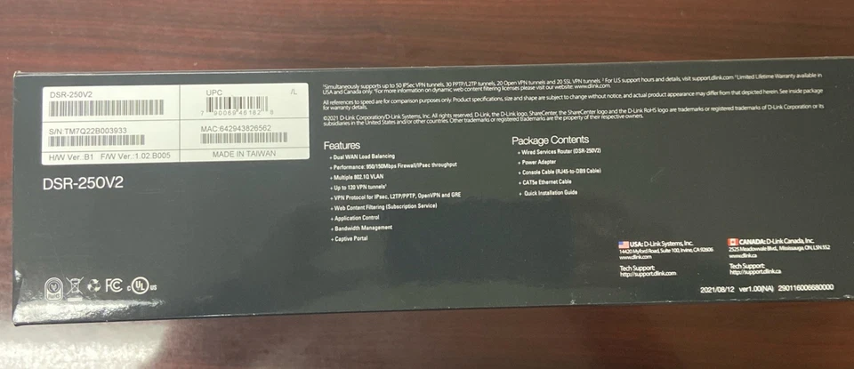 D-Link DSR-250V2 Unified Services VPN Router - New! - Image 2 of 3