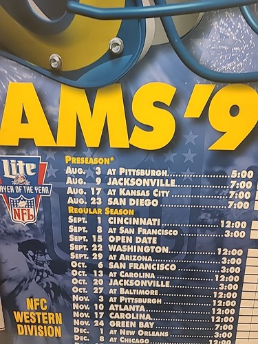 1996 St. Louis Rams NFL Preseason Regular Season Schedule Poster 18"W x 30"H - Picture 6 of 23