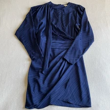 Ronny Kobo Women Size Medium Shanaya Draped Dress Navy Blue