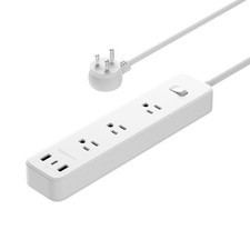 Amazon Basics Rectangle Power Strip 3 Outlet 3 USB Ports, 1 5 Feet, White
