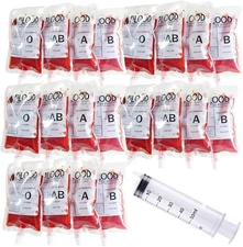 Aweilan 20 Pack Blood Bag for Drinks IV Bags Pouches Mug Empty Vampire Diary Hal