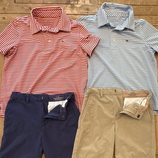 Vineyard Vines Boys Size 7 4 Piece Set Striped Polo Shirts & Shorts
