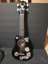 Savannah SU-105 Soprano Size Acoustic Ukulele Uke With Gig Bag Black Tuner