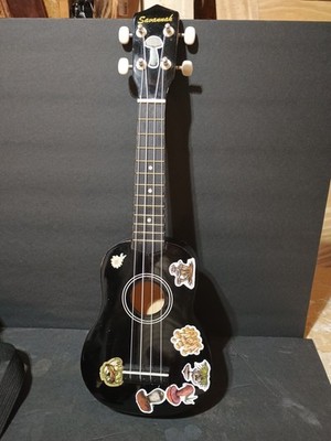 Savannah SU-105 Soprano Size Acoustic Ukulele Uke With Gig Bag Black &Tuner