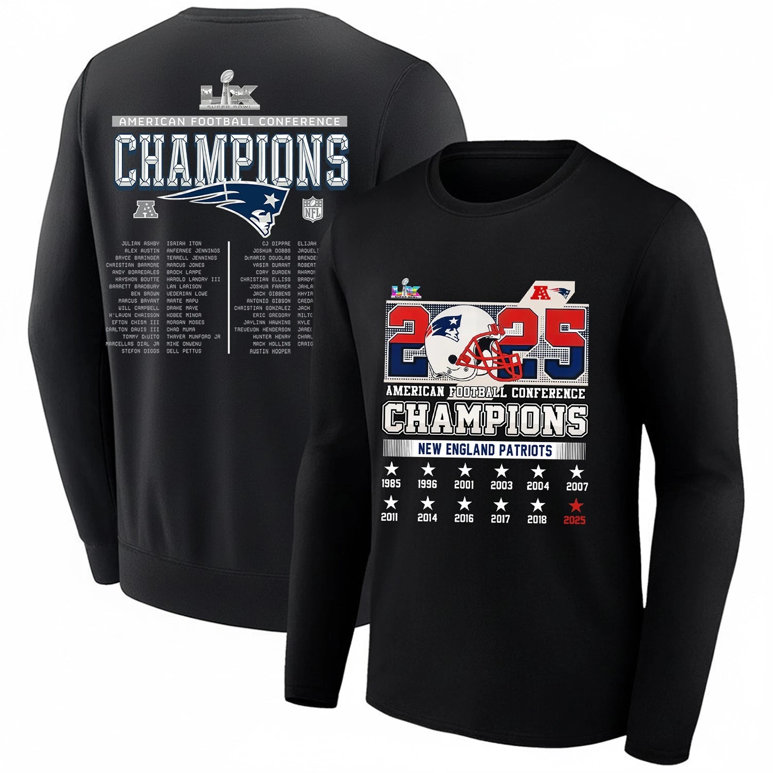 New England Patriots AFC Champions 2025 Long Sleeve