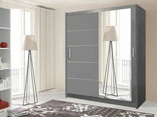 Lyon Sliding Door Wardrobe Storage Cabinet Bedroom in 5 sizes, 4 colors with LED