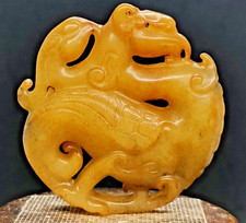 Antico ciondolo drago di giada hetiana artigianato cinese