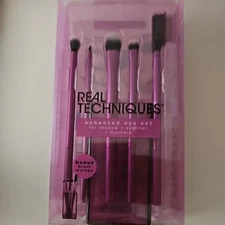 Real Techniques Enhanced Eye Brush Set Bonus storage cup, FREE SHIPPING