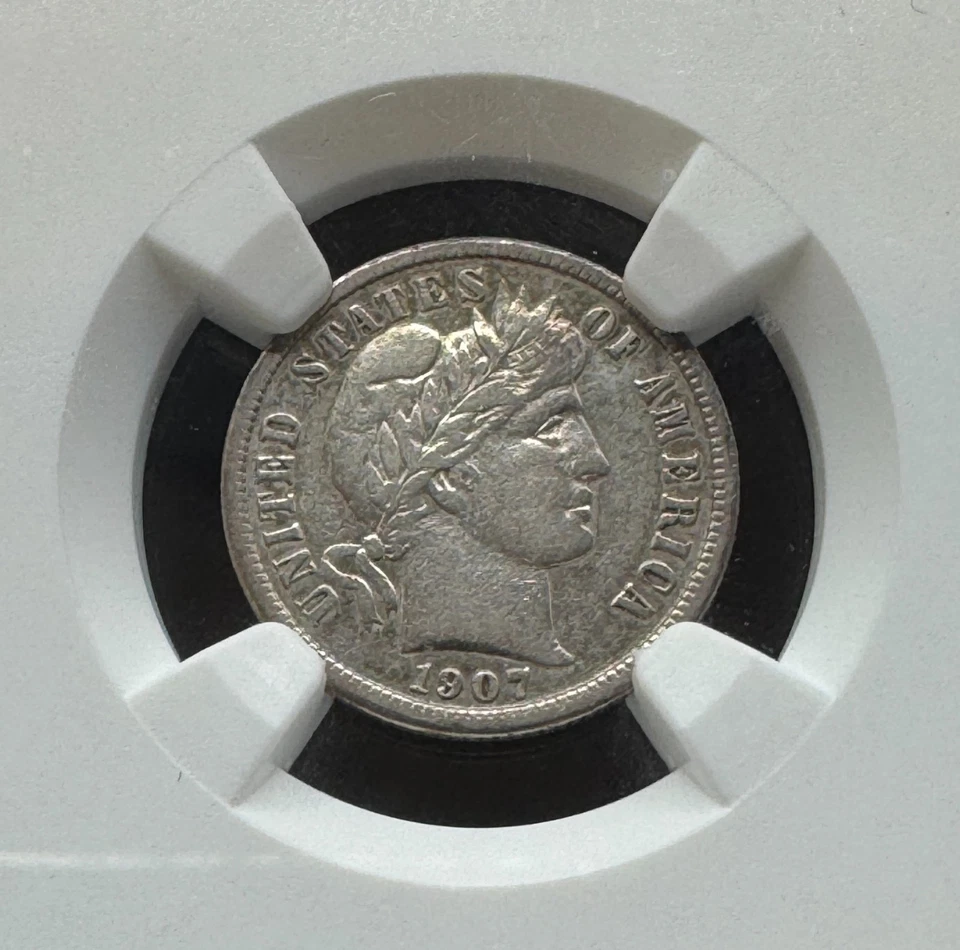 1907-S BARBER SILVER DIME NGC XF45 11EH25 - Image 2 of 4