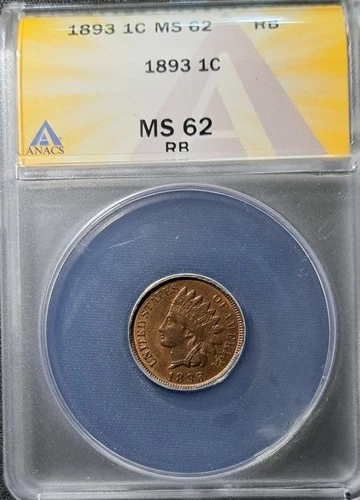1893 indian head penny cent MS-62 RB
