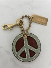 Coach Vintage Leather Peace Sign Bag Charm Rare