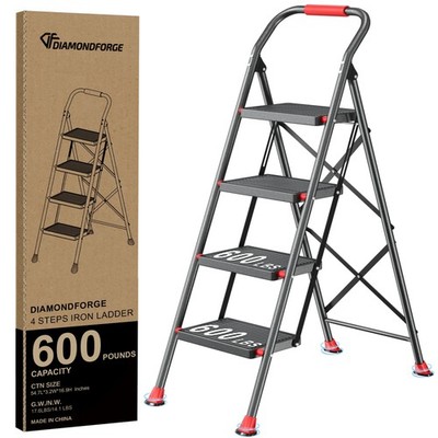 Step Ladder Foldable Folding Stool - for Home Adults Kitchen 4 Stepping Exten...