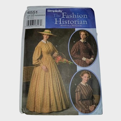 Simplicity 4551 Sewing Pattern Fashion Historian Civil War Prairie