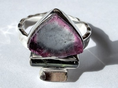 Artisan Made Sterling Silver Watermelon Tourmaline Ring Size 10 Weighs 6.7g