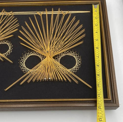 Vintage Mid-Century 3D Owl String Art Wall Hanging Sculpture Framed - Picture 9 of 9