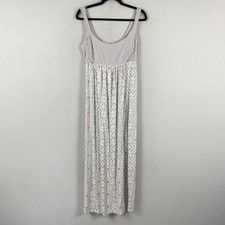 Fresh Produce Maxi Dress Size Large Gray White Sleeveless Smocked Stretch