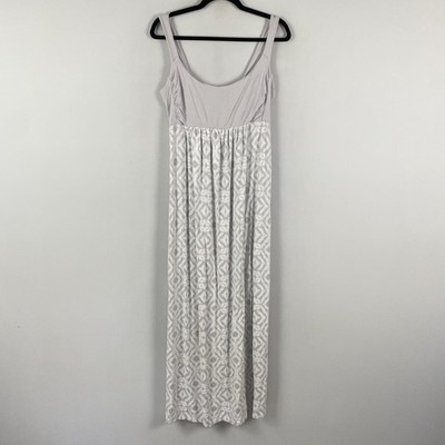 Fresh Produce Maxi Dress Size Large Gray White Sleeveless Smocked Stretch |  eBay