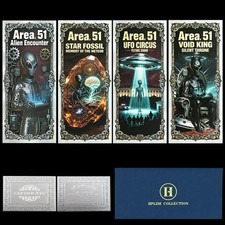 4 St&uuml;ck Area 51 Alien UFO Silberfolie Banknoten Au&szlig;erirdische Sammlerst&uuml;ck Set