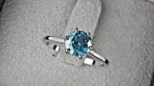 2.00 Ct Round Cut Lab Created Blue Topaz Wedding Ring 14K White Gold Plated