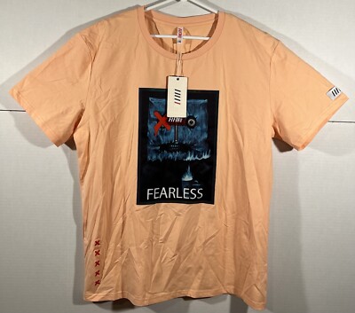 Fifth Loop Fearless Men s Embroidery Graphic Tee Pink Short Sleeve Size 2XL