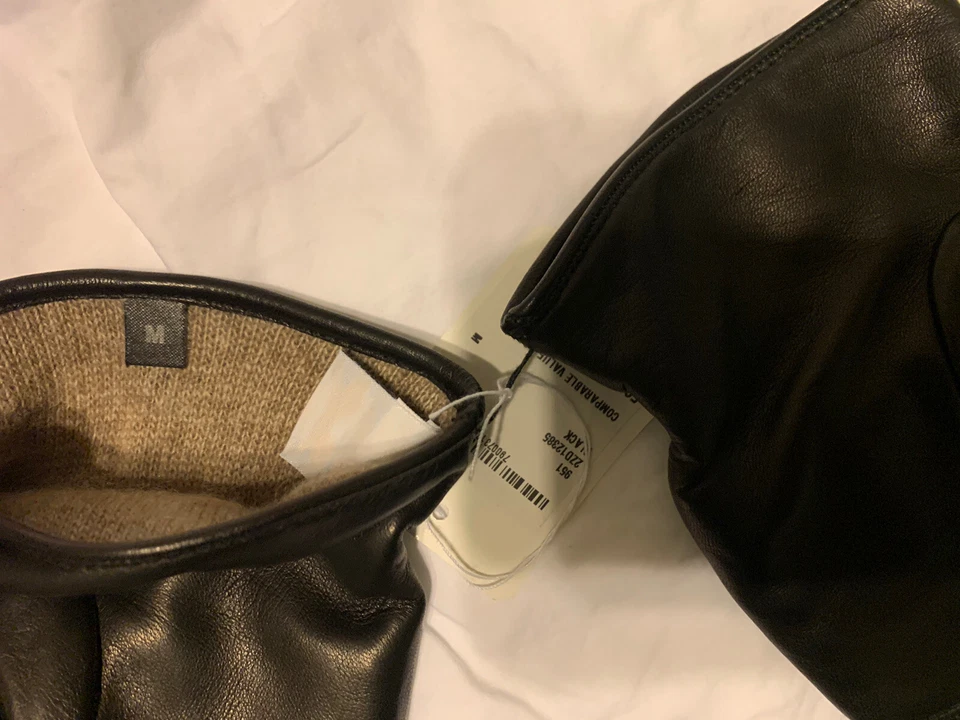  Portolano Gloves Mens  Black Leather Cashmere Lined  M - Imagem 4 de 4