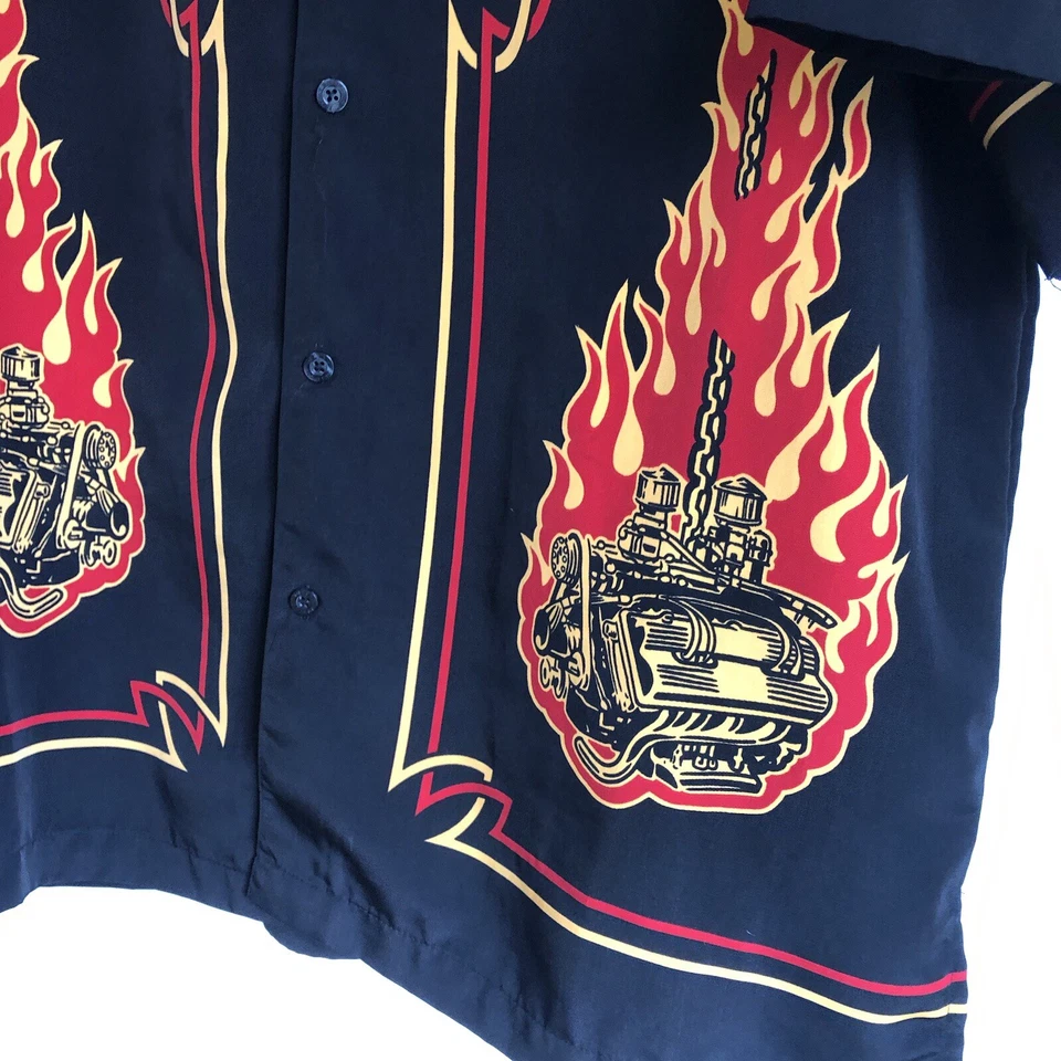 Vintage BC Ethic Vince Ray Short Sleeve Shirt L Hot Rod Rockabilly Flame Cannon - Image 4 of 4
