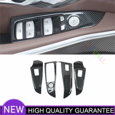 Glass Window Lifting Lock Panel Trim For BMW 3-Series 2020-22 Steel Carbon Fiber
