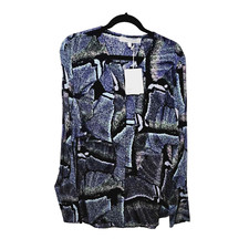 Other Stories Blue Long Sleeve Blouse Button-Front Top Womens 10