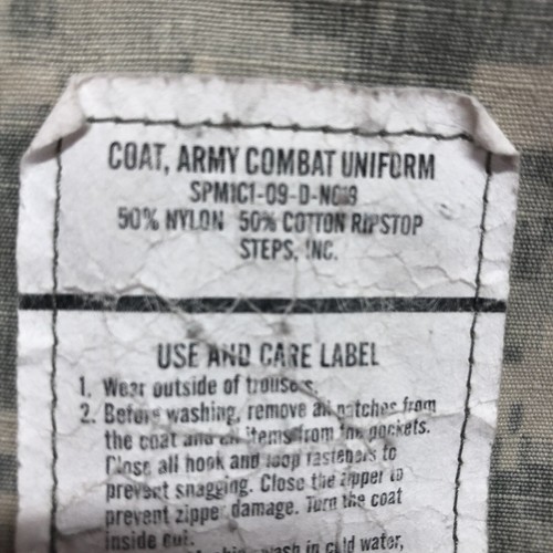 ARMY COAT COMBAT UNIFORM CAMOUFLAGE SIZE MEDIUM REGULAR 8415-01-510-8510 - Picture 5 of 8