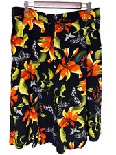 Soft Surroundings Women's Skirt Black Floral 100 Rayon Tropical Petite Large PL