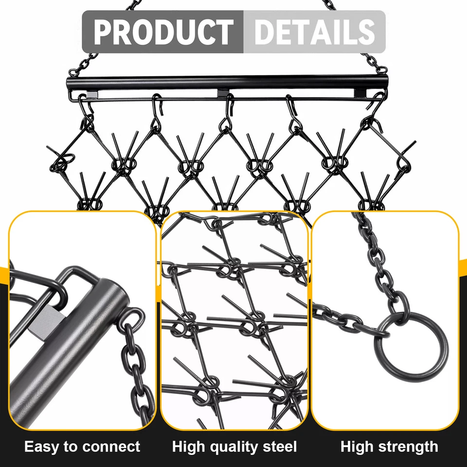 Grada de arrastre de cadena de alta resistencia de 4' x 4' dientes de 3/8" para tractor ATV UTV tractor de césped Foto 4 de 4