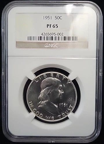 1951 Silver Proof Franklin Half Dollar 50c NGC PF65 Beautiful Coin PR65 See Pics